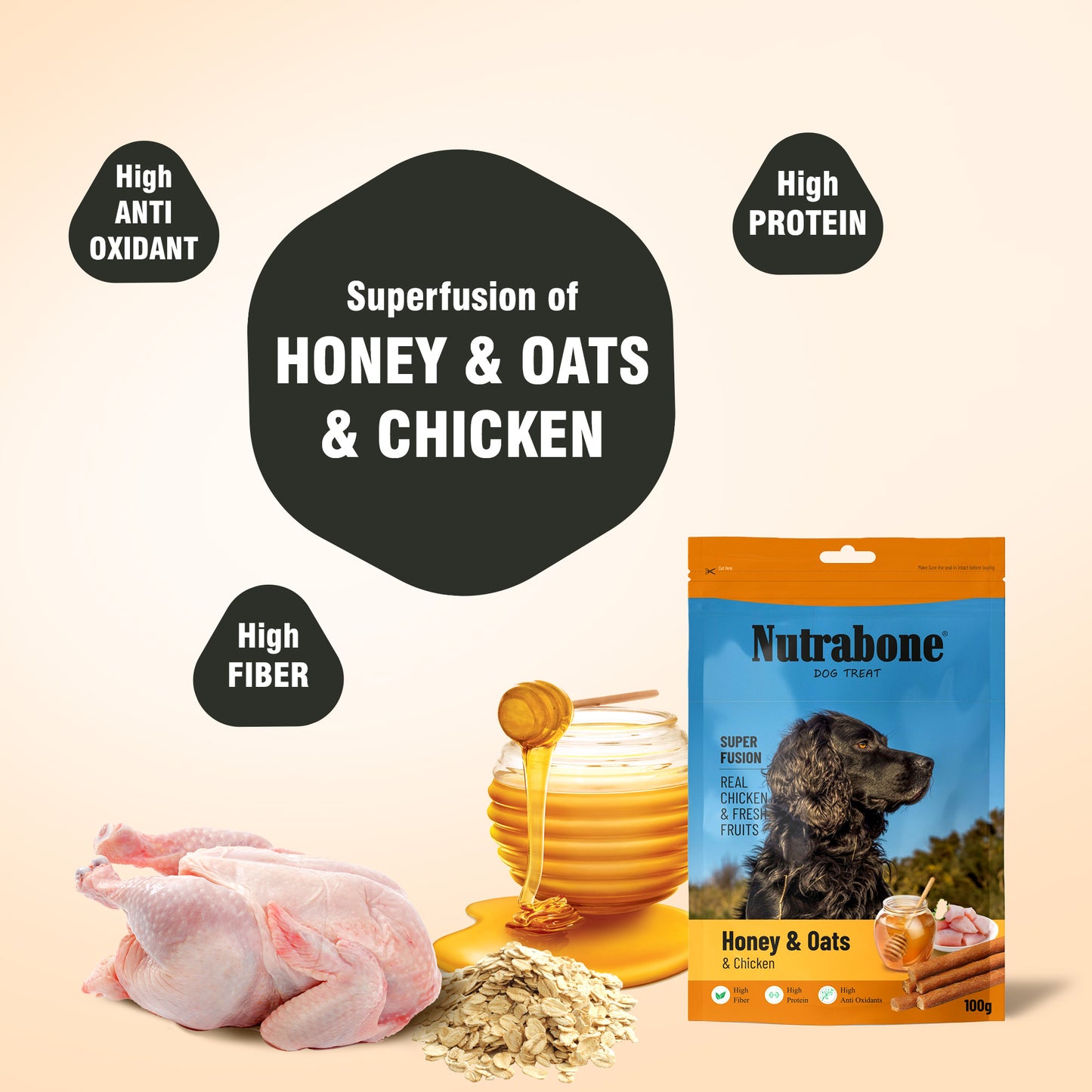 Nutrabone Honey Oats & Chicken Oats Dog Treat 100gm