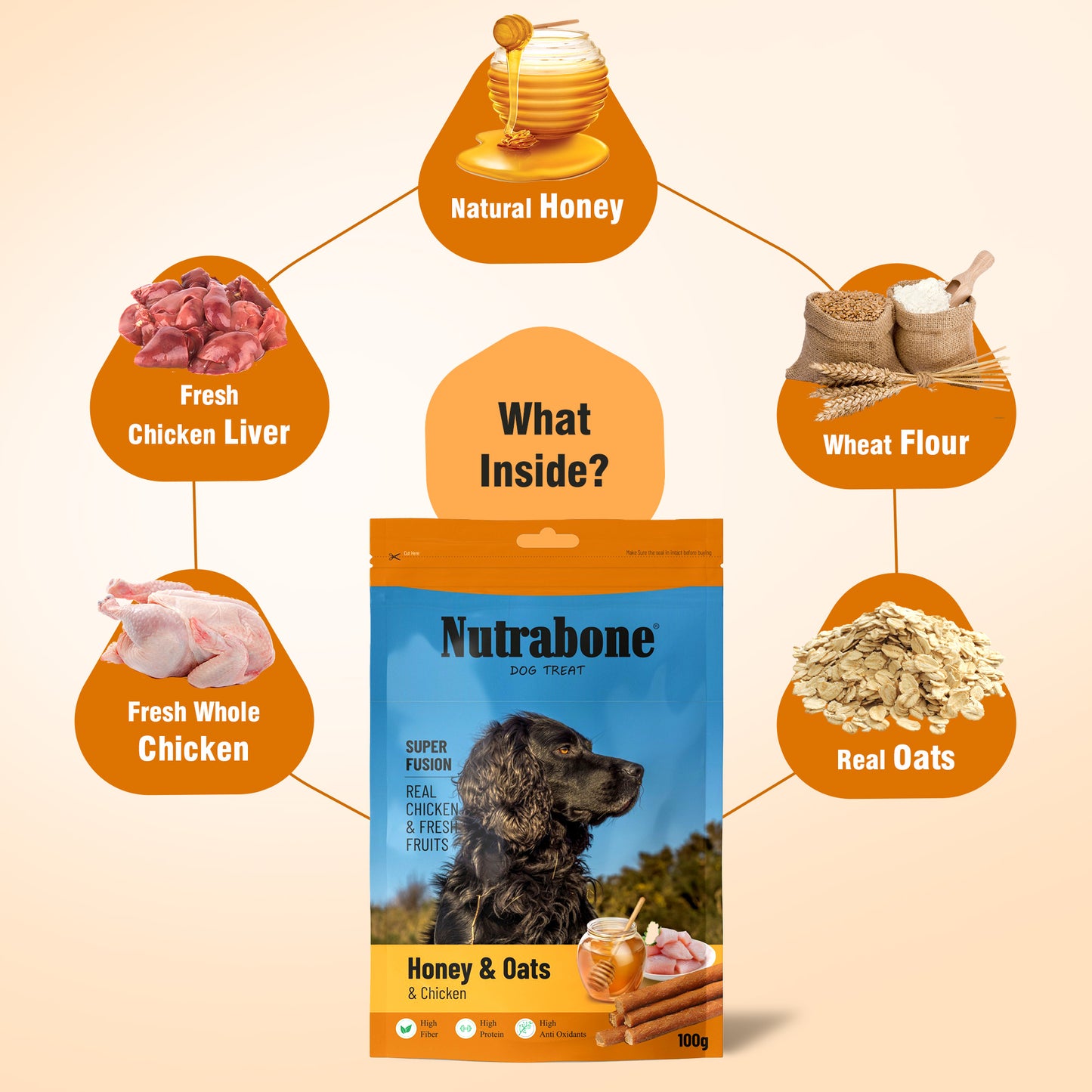 Nutrabone Honey Oats & Chicken Oats Dog Treat 100gm