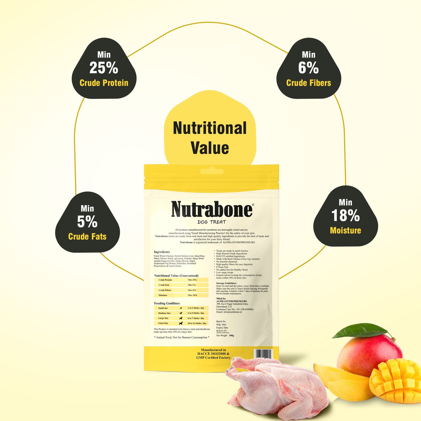 Nutrabone Mango & Chicken Dog Treat 100gm