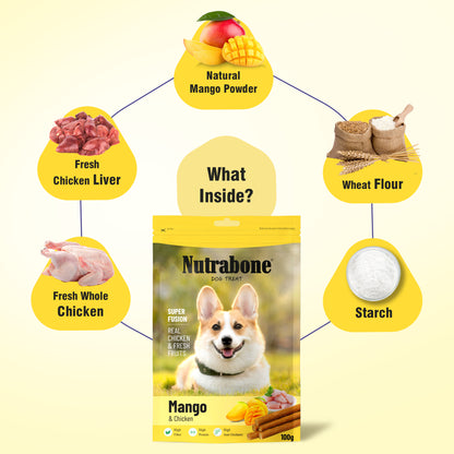 Nutrabone Mango & Chicken Dog Treat 100gm