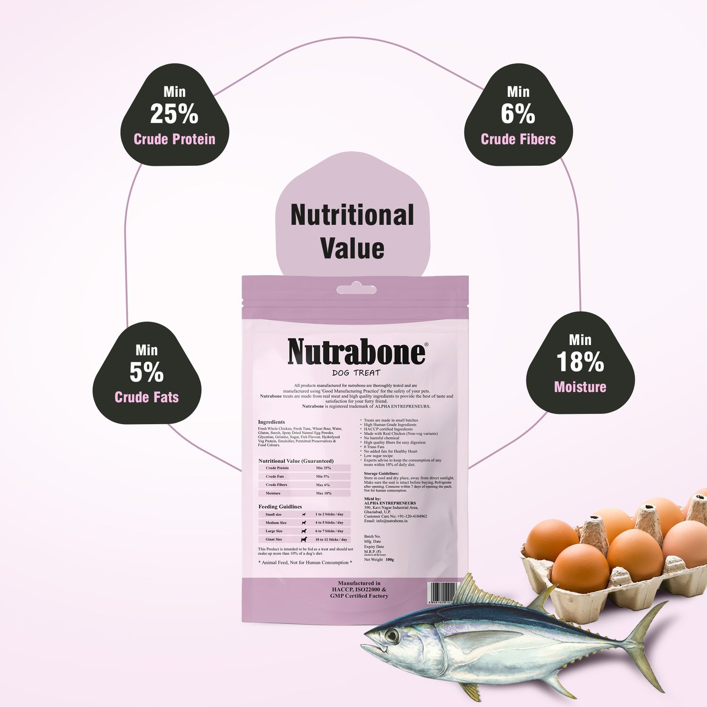 Nutrabone Tuna & Egg Dog Treat 100gm